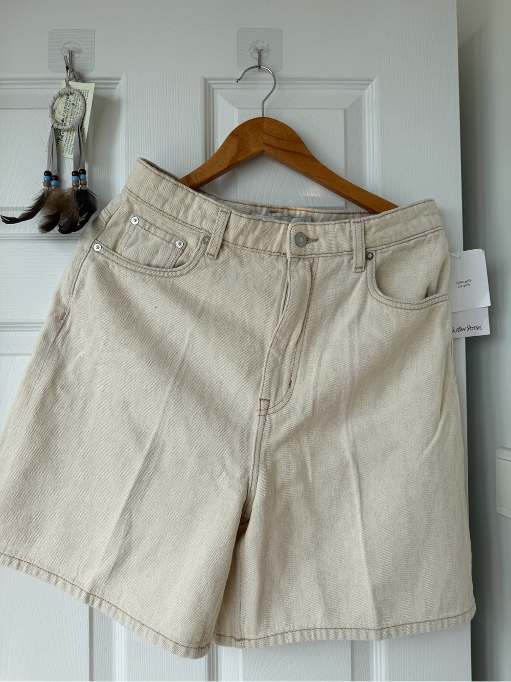 & Other Stories Cream High-Rise Denim Shorts - Picture 1 of 8